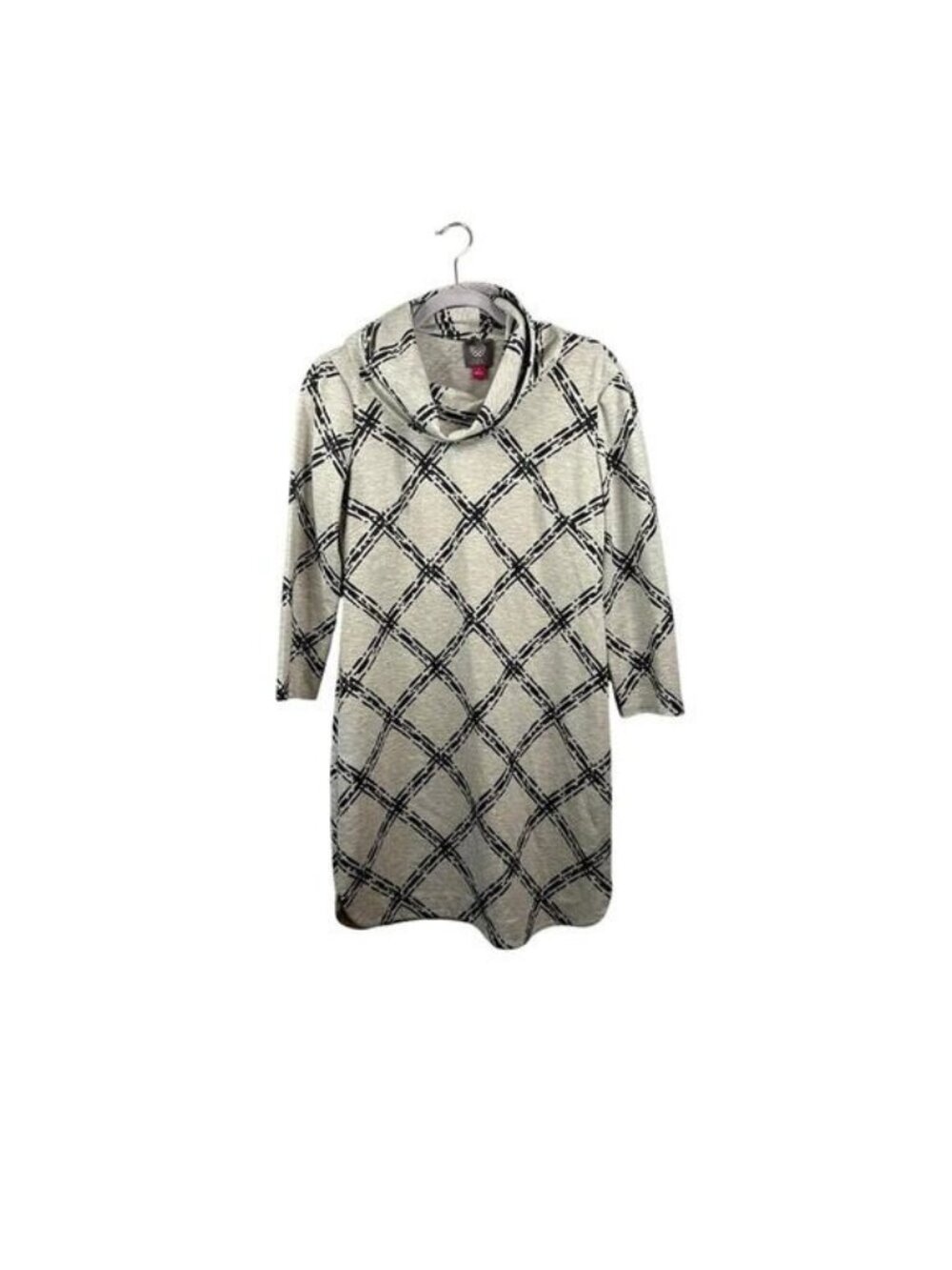 Vince Camuto Gray Striped Terry Cowl Neck Long Sleeve Dress Size 4